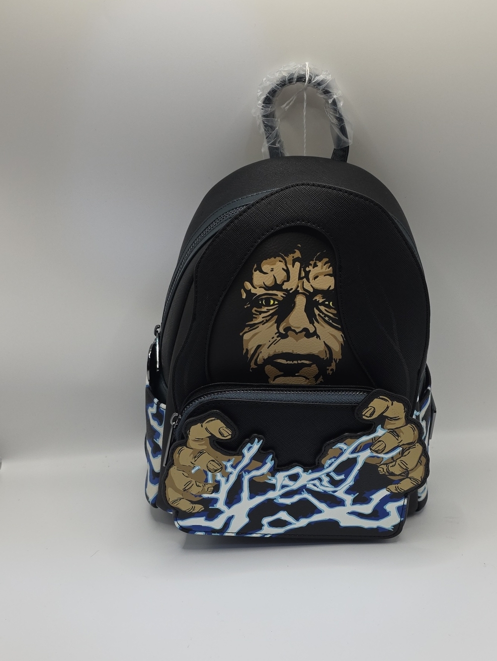 Loungefly Star Wars Emperor Palpatine Backpack with Gold Face and Blue Lightning